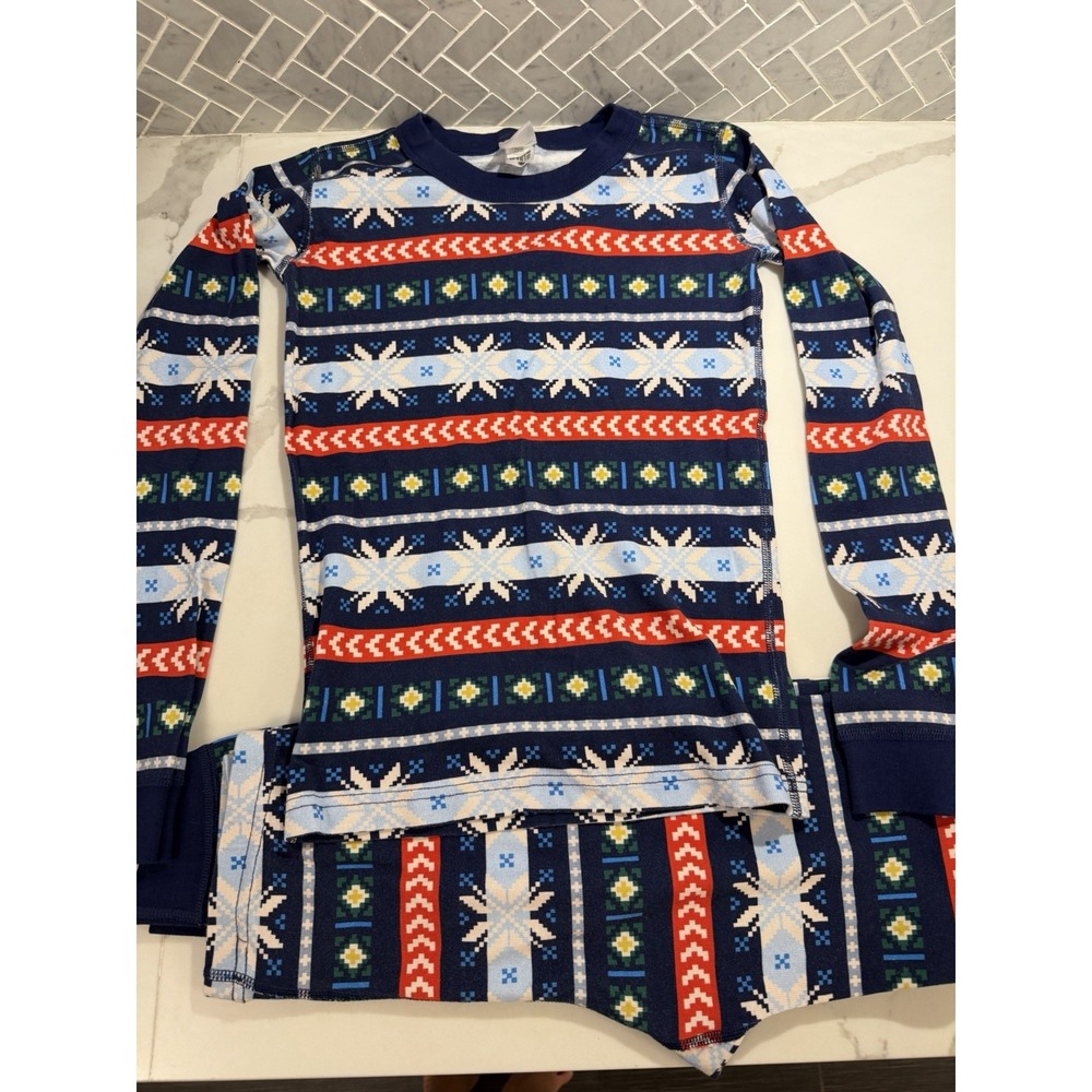 Hanna Andersson 2pc Organic Cotton Pajama Set Sz 12 Snug Fit Fair Isle Snowflake